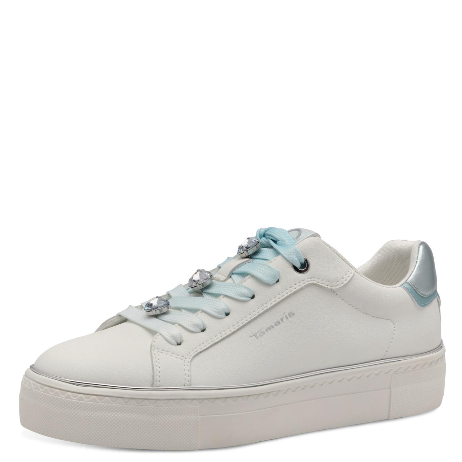 Tamaris Scarpe Da Ginnastica Donna 1-23744-42 – Vegan, Suola Piatta, Chiusura Con Lacci, Morbida Soletta, Colore Bianco