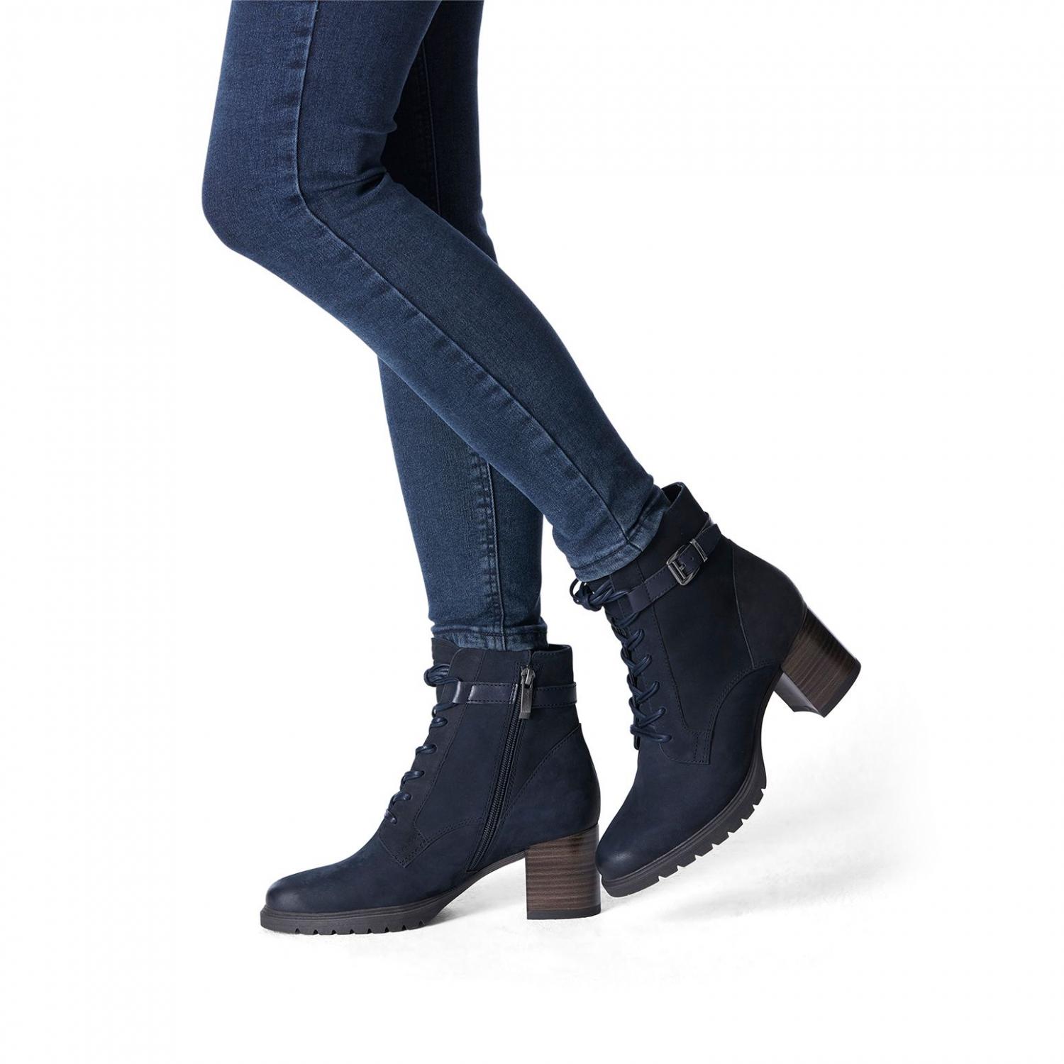 Tamaris Stivaletto Donna 1-25106-41 - Nero, Tacco A Blocco, Tecnologia Touch-it, Cerniera E Lacci, 41 EU