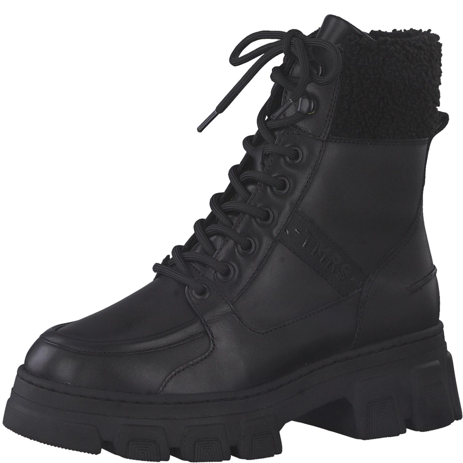 Stivaletto Donna Tamaris 1-1-26274-29 - Tacco A Blocco 5 Cm, Chiusura Con Lacci E Zip, Colore Nero, Plantare Estraibile - 6